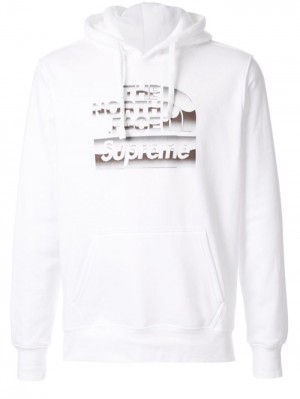 White Supreme X The North Face Metallic-logo Hooded Sweatshirt | PMYE5906