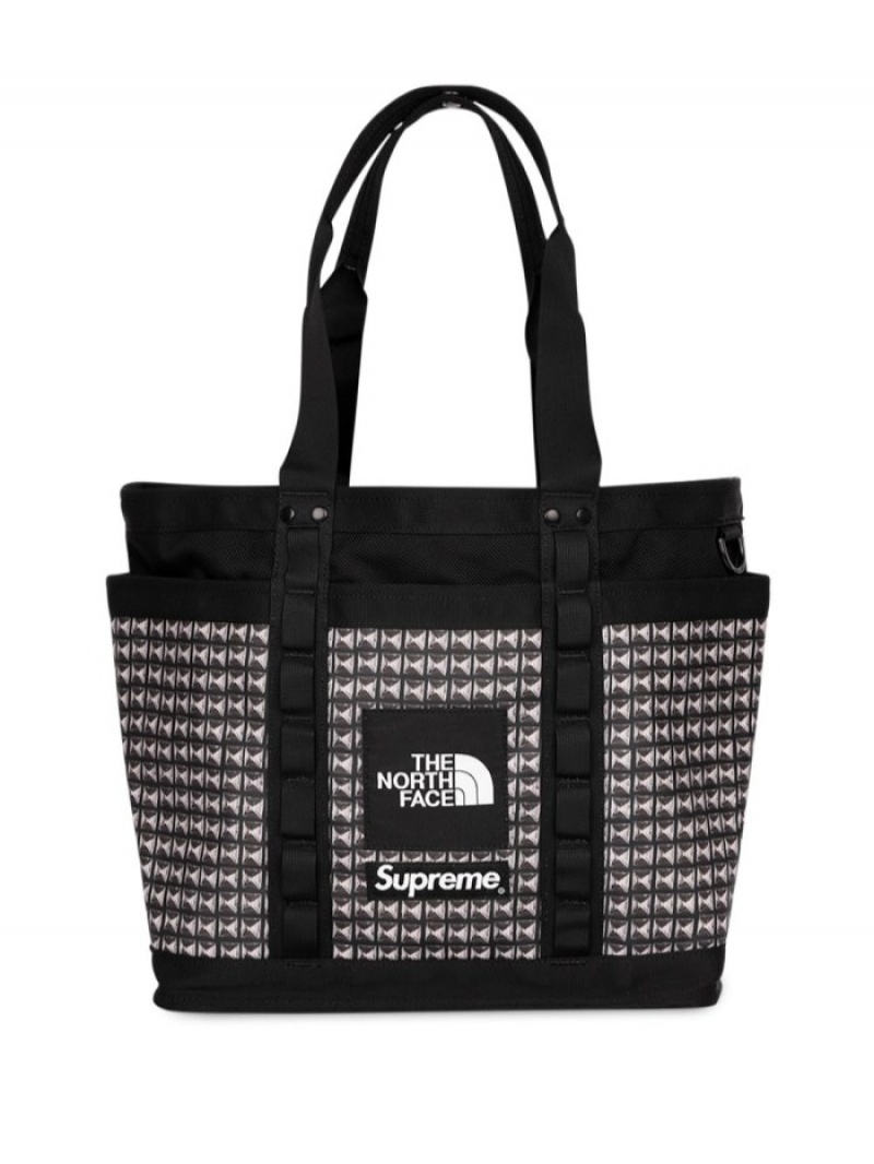 Supreme Tote Bags New Style Black X The North Face Explore Stud print Utility Mens